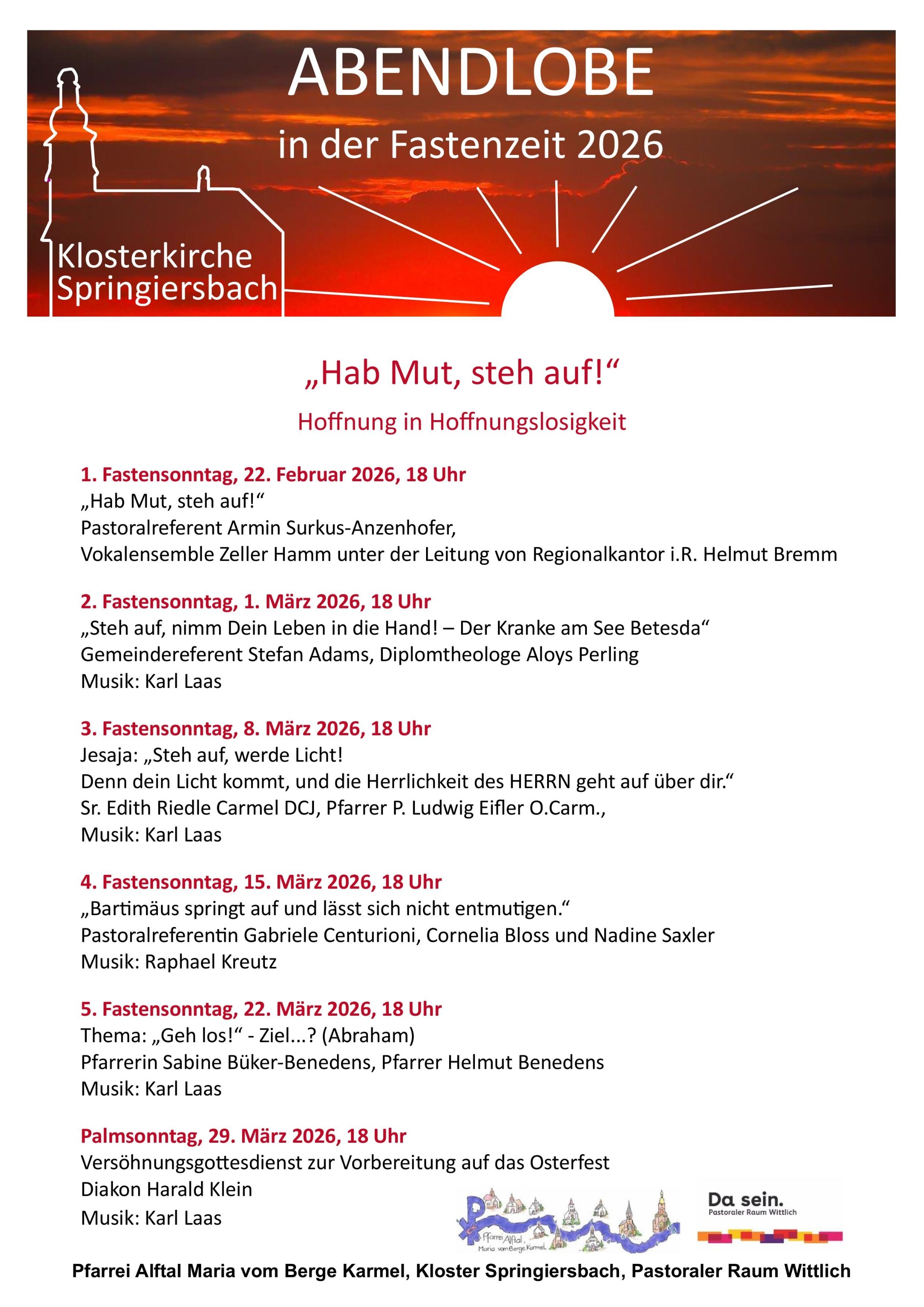 2026 Plakat Abendlobe in der Fastenzeit