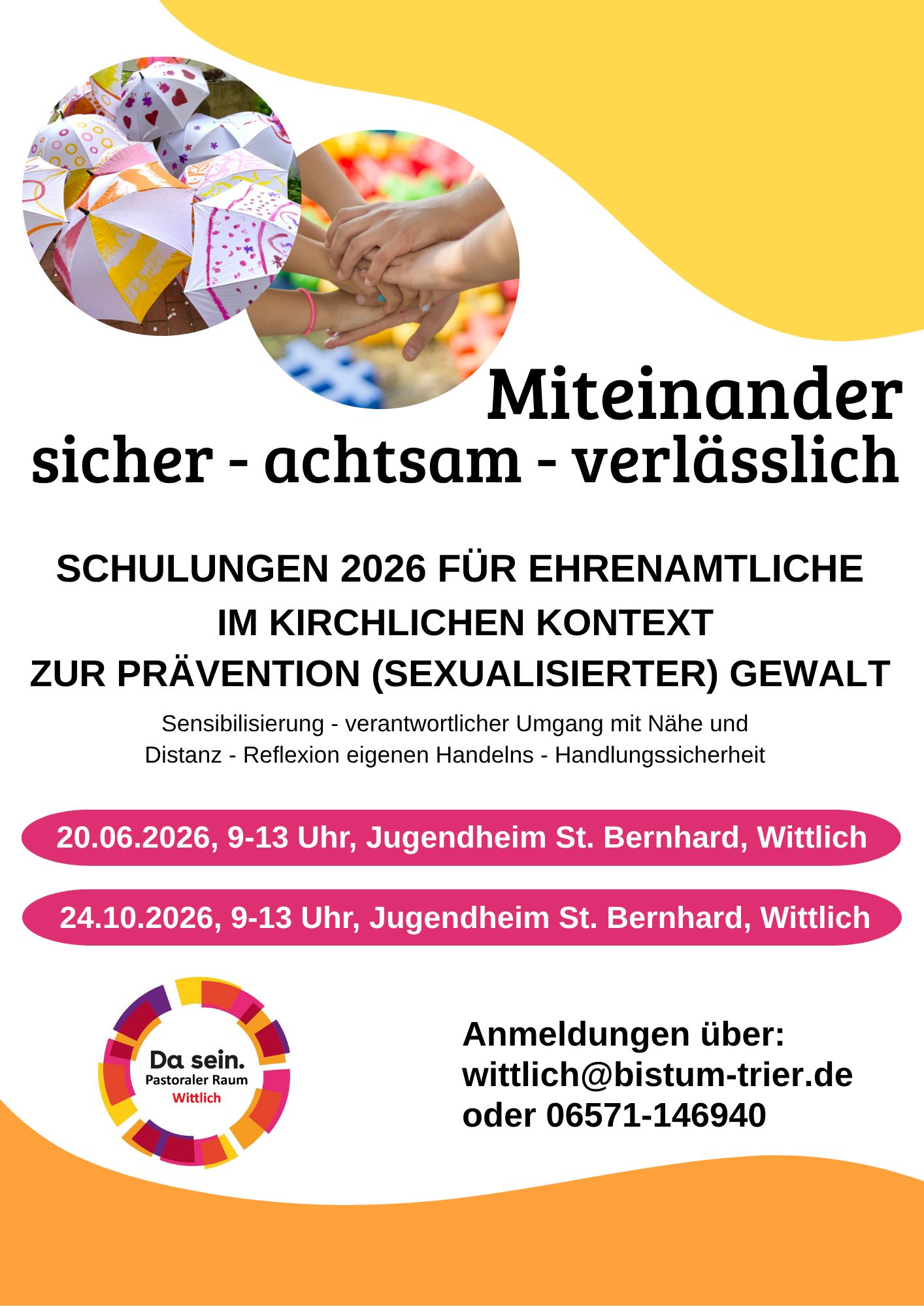 2026 Plakat Schulung Miteinander- sicher - achtsam - verlässlich